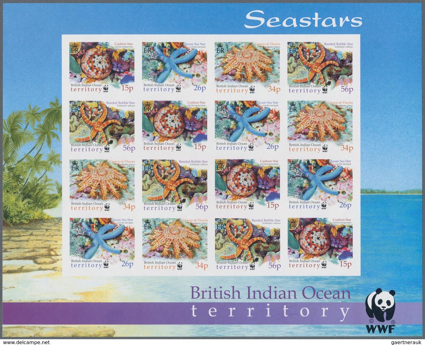 Thematik: WWF: 2001, BRITISH INDIAN OCEAN TERRITORY: WWF Seastars (Cushion Star, Azure Sea Star, Cro - Other & Unclassified