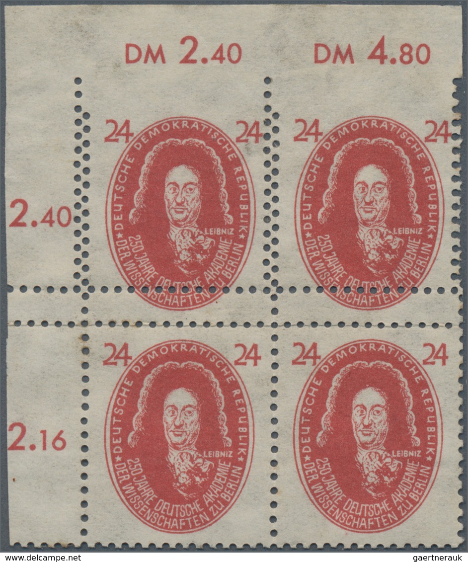 Thematik: Wissenschaft / Sciences: 1950, GDR. Corner Block Of 4 "24p Leibniz" Showing A Distinctive - Other & Unclassified