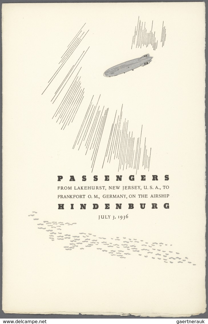 Thematik: Zeppelin / Zeppelin: 1936. Original Passenger List From On Board The Hindenburg Zeppelin D - Zeppeline