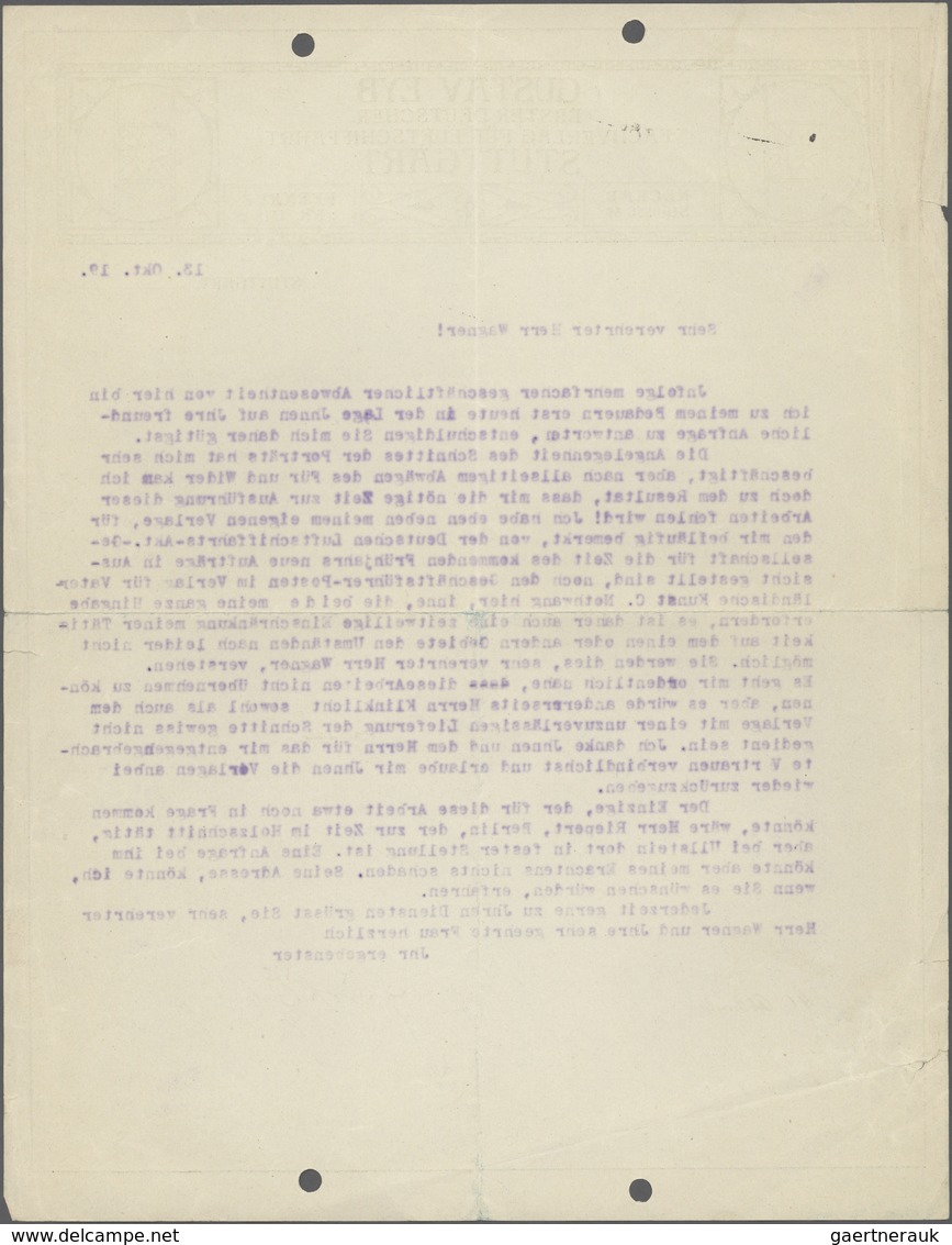 Thematik: Zeppelin / Zeppelin: Original Gustav Eyb Letter On His Letterhead Typewritten And Signed ' - Zeppeline