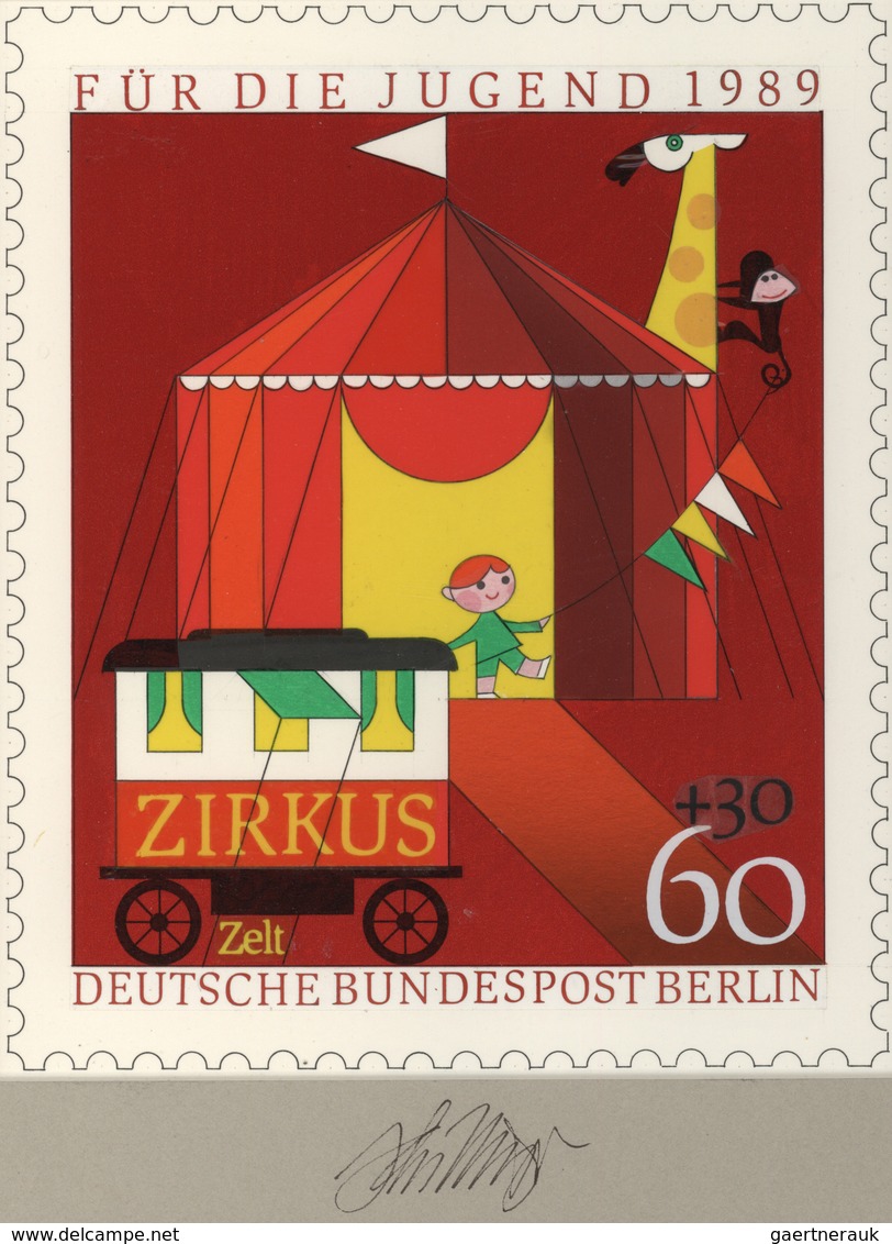 Thematik: Zirkus / Circus: 1989, Bund, Nicht Angenommener Künstlerentwurf (17x20) Von Prof. H.Schill - Zirkus