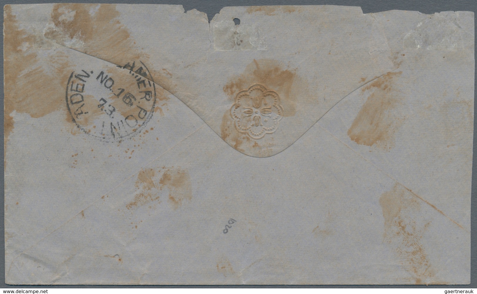 Ägypten: 1873 Cover From SUEZ To ADEN Franked By Great Britain 6d. Grey (Plate 12) Tied By "B02" Num - Other & Unclassified