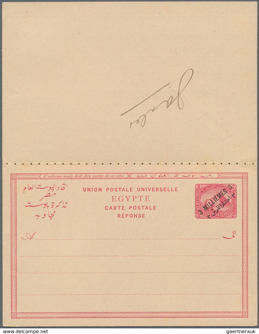Ägypten: 1905, Egypt, 3+3 M/5 M. Double Card Uprated 1 M. Tied "BET EL BASSA 9 I 05" Tsingtau/Kiauts - Other & Unclassified