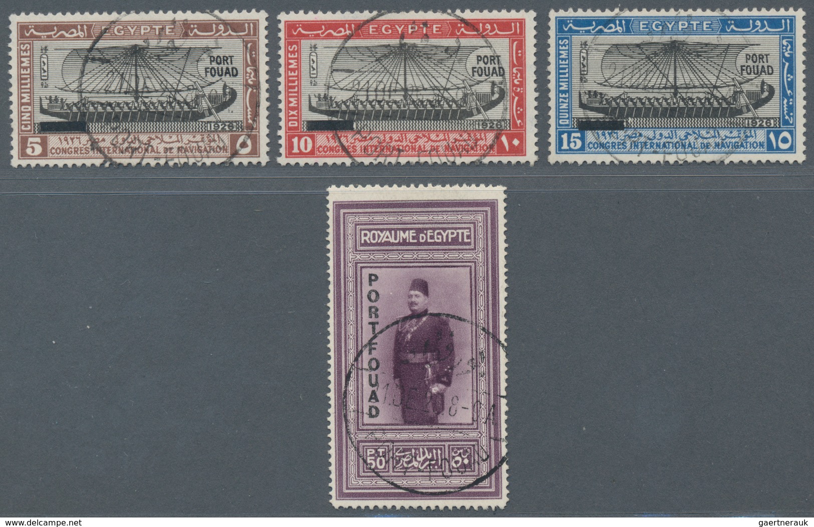 Ägypten: 1926, 5 M To 50 P With Imprints "PORT FOUAD", Four Values With Superb Perforation And Canel - Andere & Zonder Classificatie