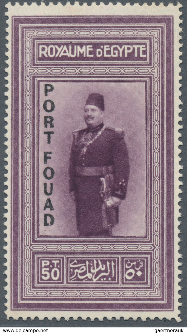 Ägypten: 1926, 50 Pia. Purple King Fouad With Vertical Black Opt. PORT FOUAD, Mint Original Gum. Cer - Sonstige & Ohne Zuordnung