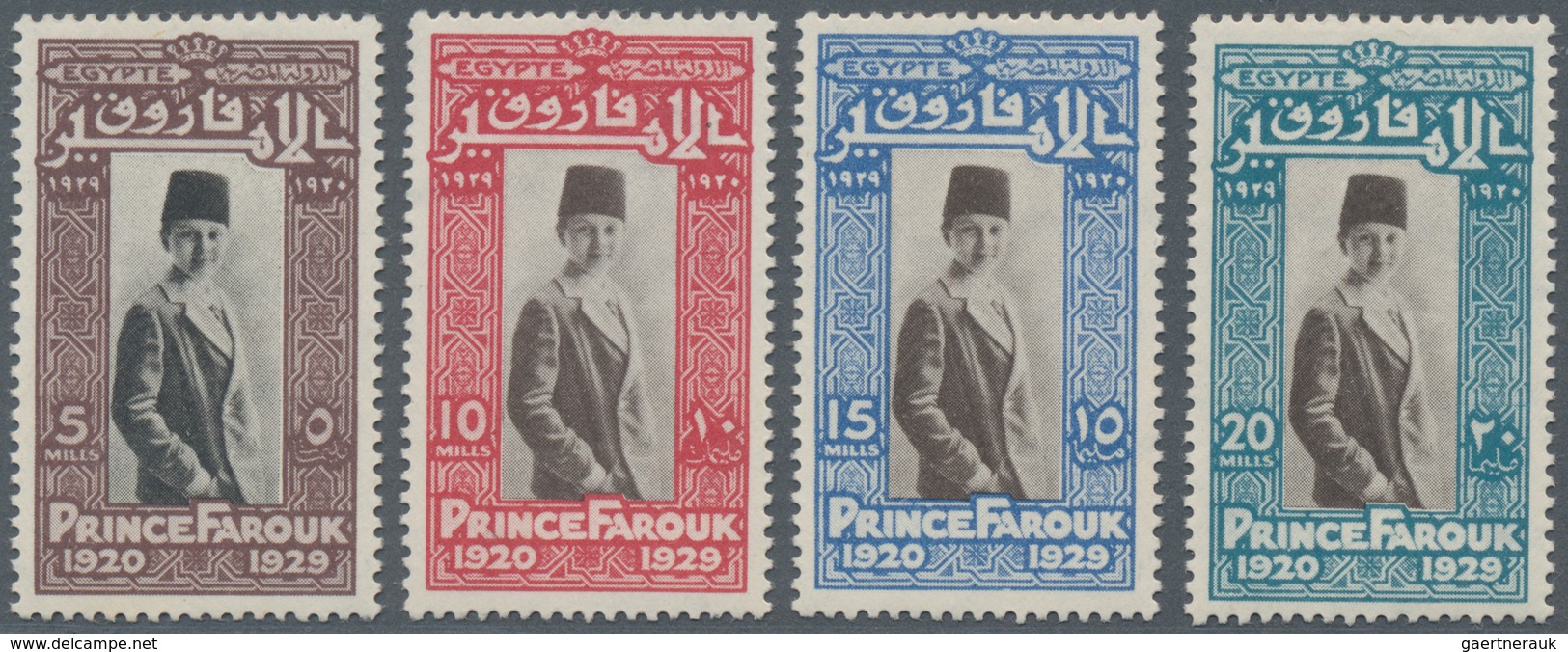 Ägypten: 1929, 9th Birthday Of Prince Farouk Complete Set In New Colours, Mint Never Hinged, Scarce - Sonstige & Ohne Zuordnung