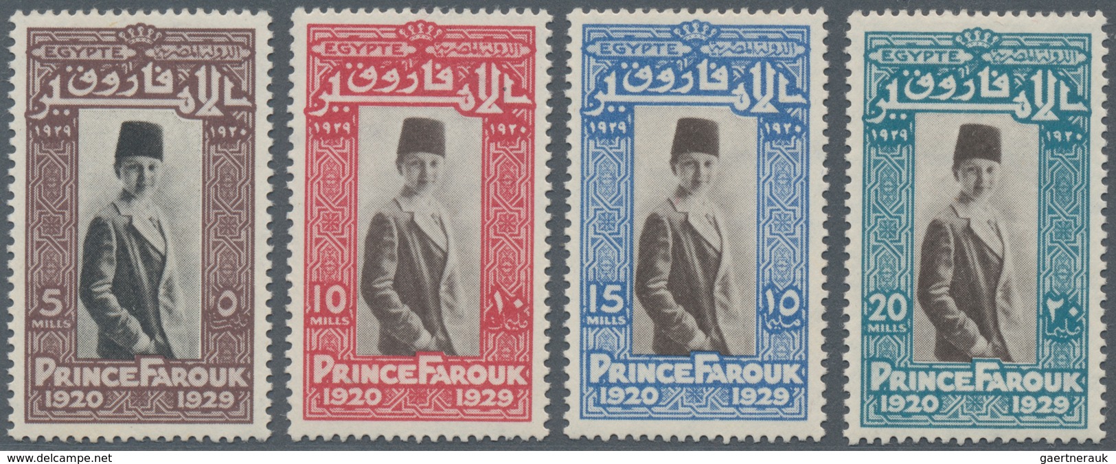 Ägypten: 1929, 9th Birthday Of Prince Farouk Complete Set In New Colours, Mint Never Hinged, Scarce - Other & Unclassified