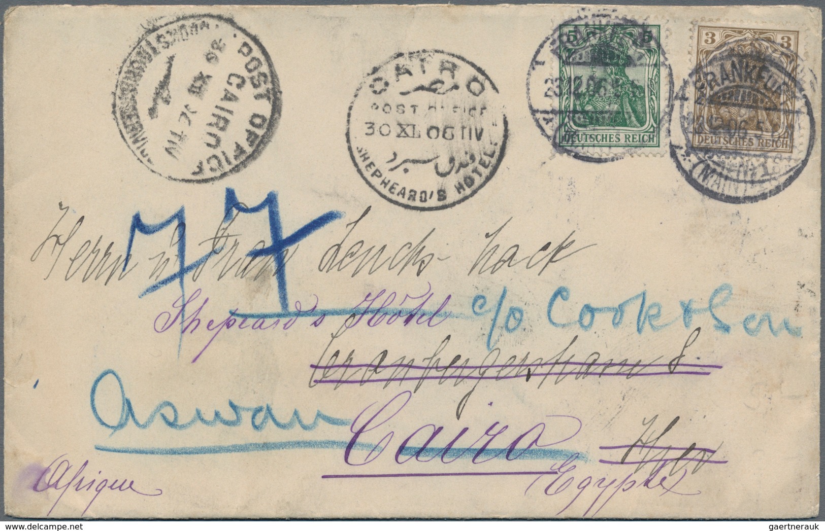 Ägypten - Besonderheiten: 1906, Germany 3 Pfg. And 5 Pfg. On Cover From Frankfurt 23.12.06 (flap Mis - Other & Unclassified