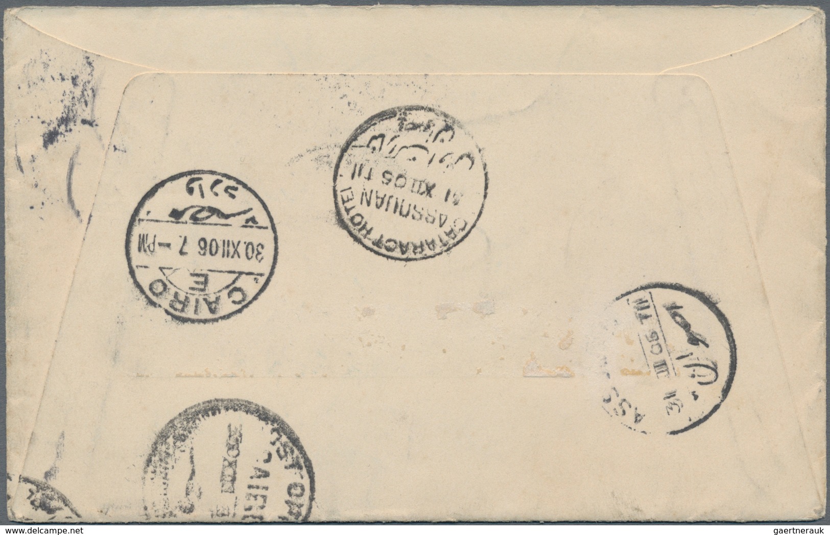 Ägypten - Besonderheiten: 1906, Germany 3 Pfg. And 5 Pfg. On Cover From Frankfurt 23.12.06 (flap Mis - Andere & Zonder Classificatie