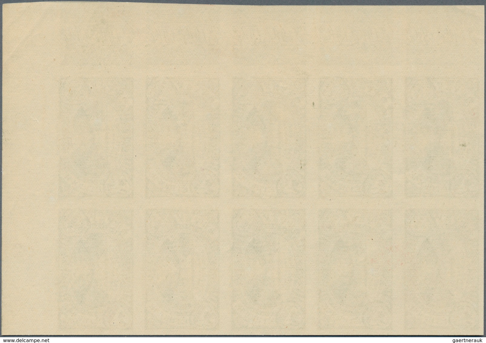 Äthiopien: 1931, Railway Bridge Over Hawasch ¼g. Olive-brown IMPERFORATE Block Of Ten From Lower Rig - Äthiopien