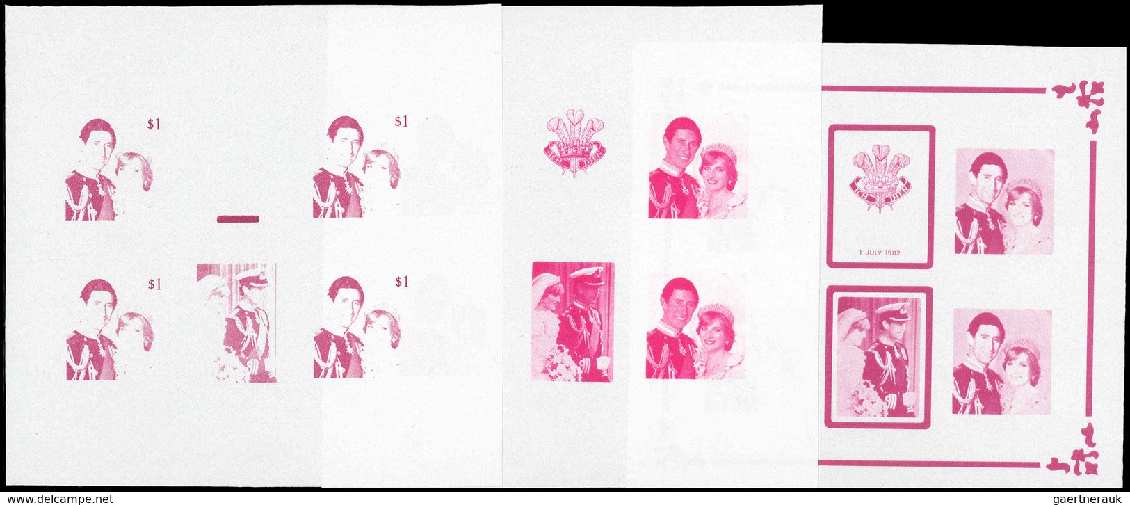 Aitutaki: 1982, 21st BIRTHDAY OF H.R.H. THE PRINCESS OF WALES - 10 Items; Collective Color Proofs Of - Aitutaki