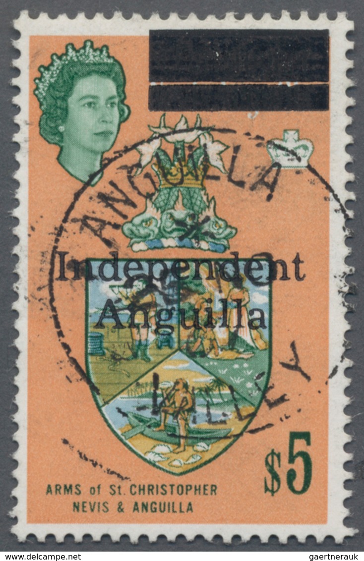 Anguilla: 1967, Independant Anguilla Overprints, $5 With Centric Strike Of C.d.s. "ANGUILLA 25 NO 67 - Anguilla (1968-...)