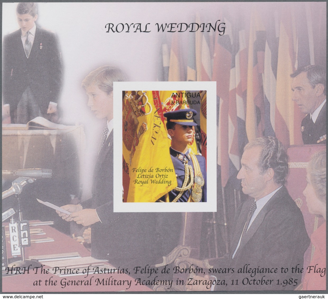 Antigua: 2004, Royal Wedding Of Prince Felipe De Borbon And Letizia Ortiz Complete Set Of Six IMPERF - Antigua En Barbuda (1981-...)