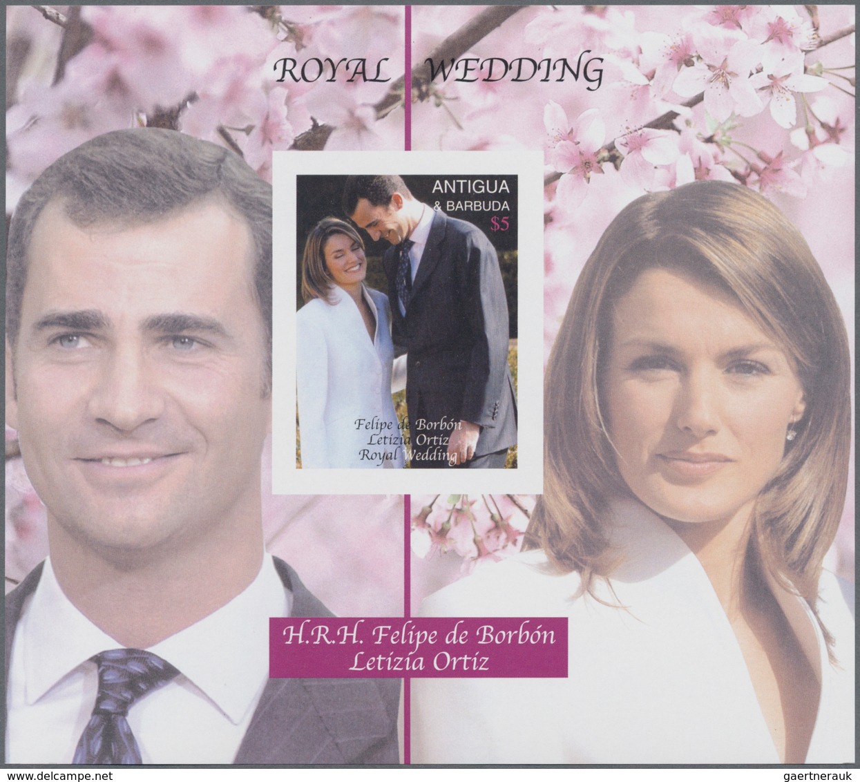 Antigua: 2004, Royal Wedding Of Prince Felipe De Borbon And Letizia Ortiz Complete Set Of Six IMPERF - Antigua En Barbuda (1981-...)