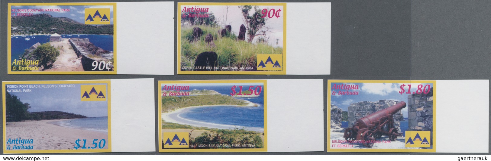 Antigua: 2006, National Parks Of Antigua&Barbuda Complete IMPERFORATE Set Of 11 From Right Margins A - Antigua En Barbuda (1981-...)