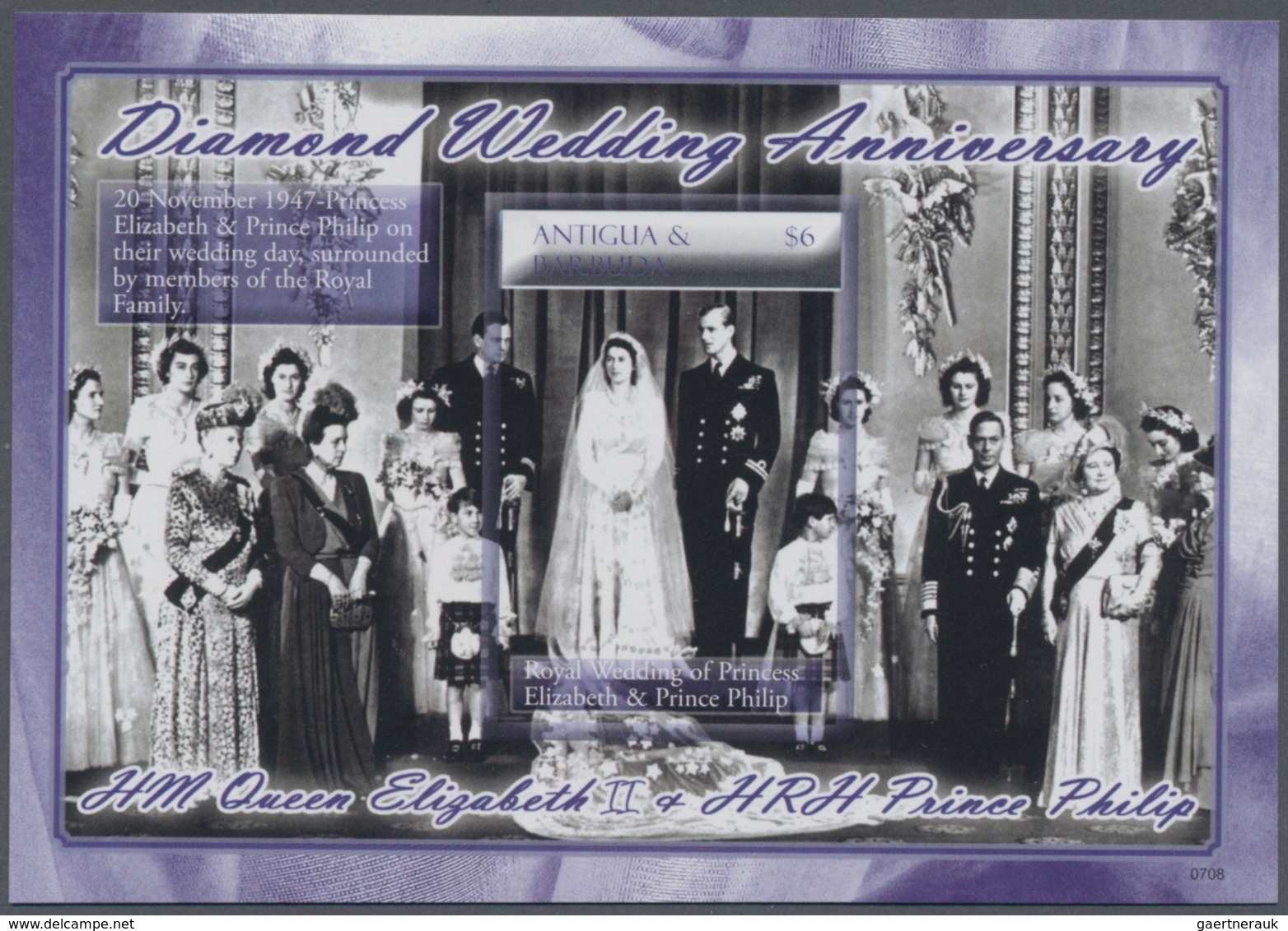 Antigua: 2007, Diamond Wedding Anniversary Of QEII. And Prince Philip Set Of Two In An IMPERFORATE S - Antigua En Barbuda (1981-...)