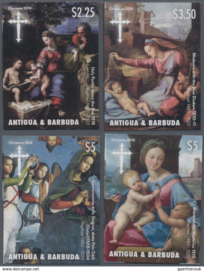 Antigua: 2014, Christmas Complete IMPERFORATE Set Of Four With Paintings From Raphael, Mint Never Hi - Antigua E Barbuda (1981-...)