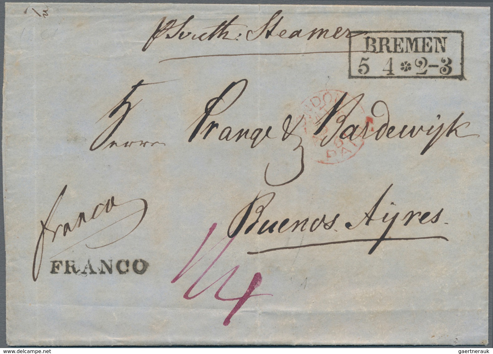 Argentinien - Vorphilatelie: 1861 Incomming Mail: Fresh Entire Letter Paid "FRANCO" With Taxation "1 - Vorphilatelie