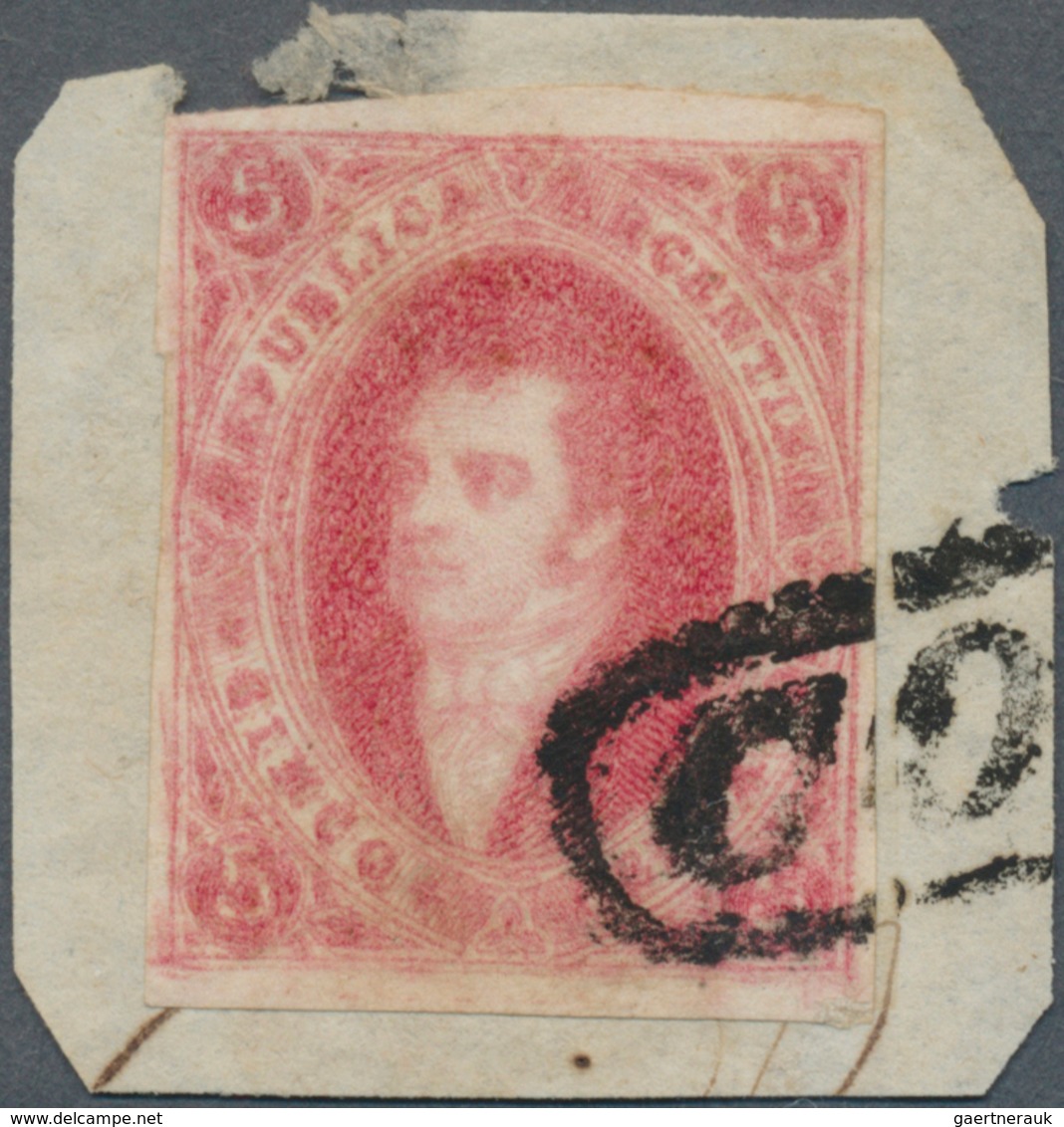 Argentinien: 1867 Rivadavia 5c. Rose-carmine, Blurred Impression From 7th Printing W/o Watermark, Im - Andere & Zonder Classificatie