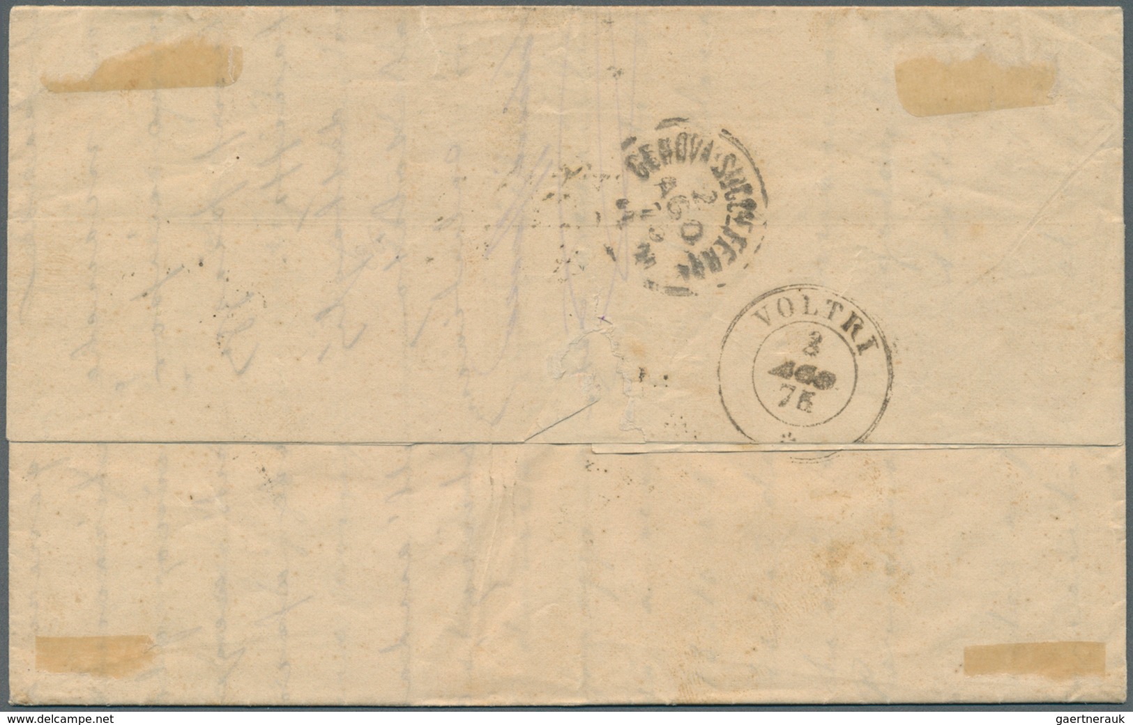 Argentinien: 1875 Entire Letter From Buenos Aires To Voltri, Italy Per Steamer "Europa" And Via Geno - Sonstige & Ohne Zuordnung