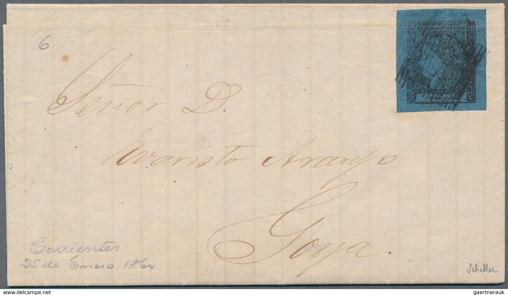 Argentinien - Provinzen: Corrientes: 1860, Issue 3c „azul Claro“ Position 6 , Wide Margins All Aroun - Corrientes (1856-1880)