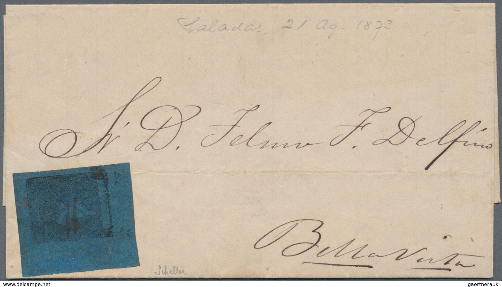 Argentinien - Provinzen: Corrientes: 1871, Issue 3c „azul Oscuro“, Wide Margins All Around, With Pen - Corrientes (1856-1880)