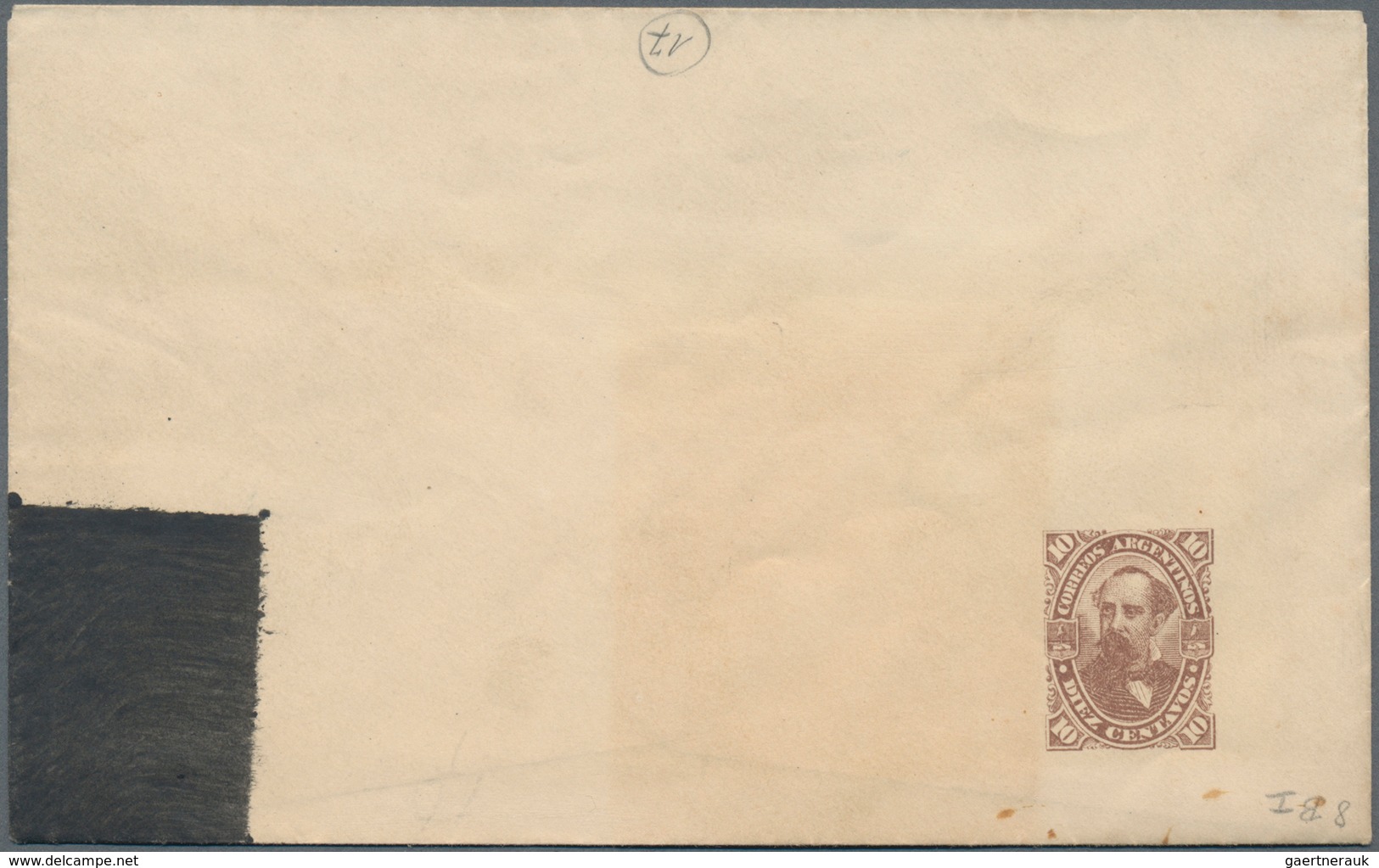 Argentinien - Ganzsachen: 1888, Stationery Envelope Riva-Davia 10 C With INVERTED STAMP IMPRINT On L - Postal Stationery