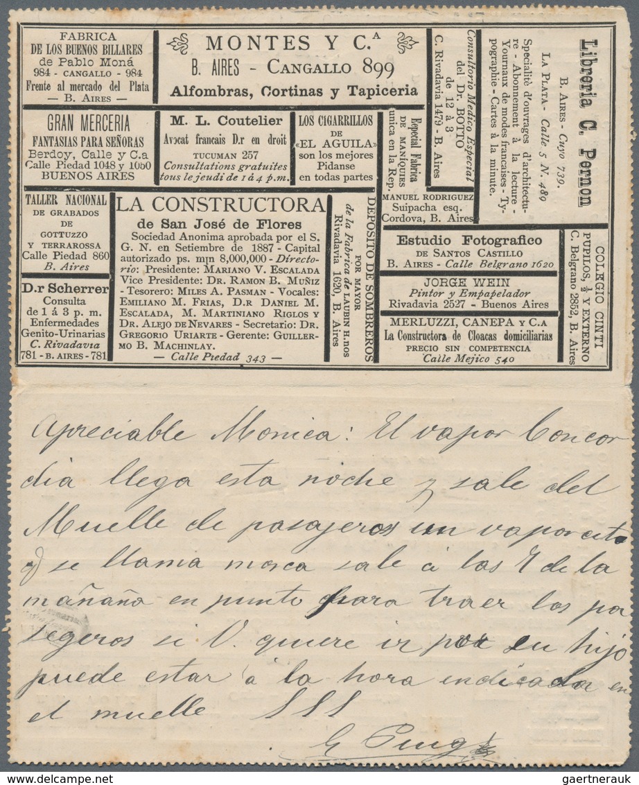 Argentinien - Ganzsachen: 1890, Stationery Letter Card M.J.Celman 2 C Red-brown On Cream With ADVERT - Ganzsachen
