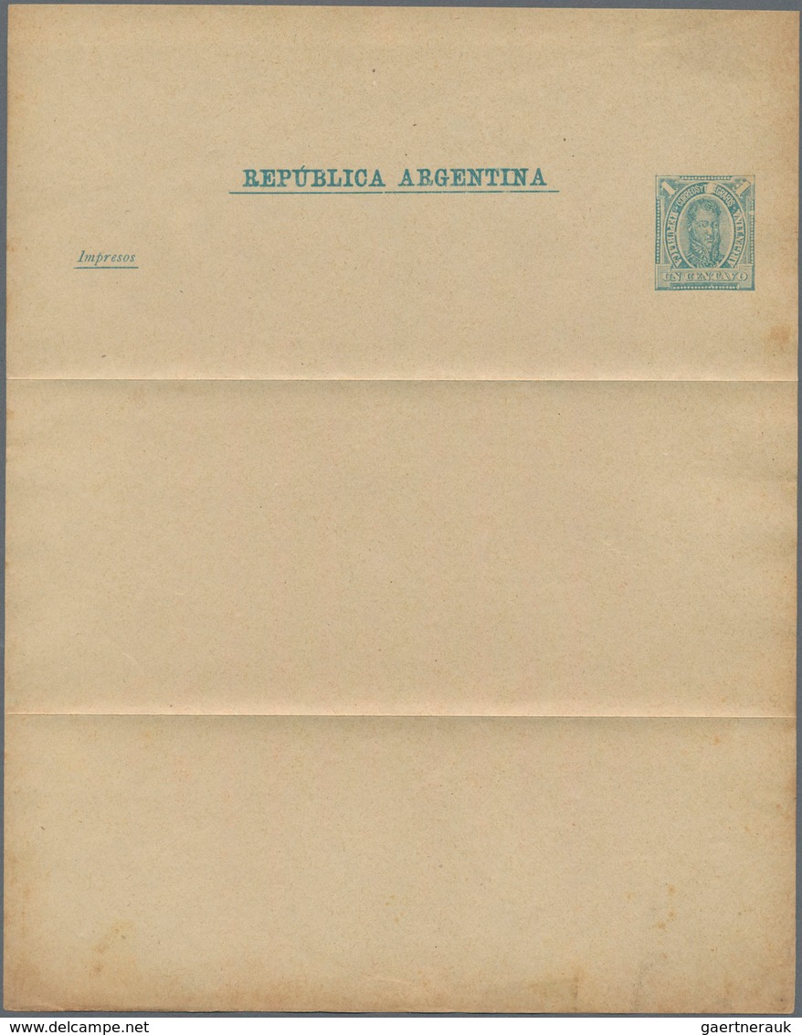 Argentinien - Ganzsachen: 1890 Unused Wrapper 1 Centavo Green On Buff, Flaw Print White Stain Top In - Ganzsachen
