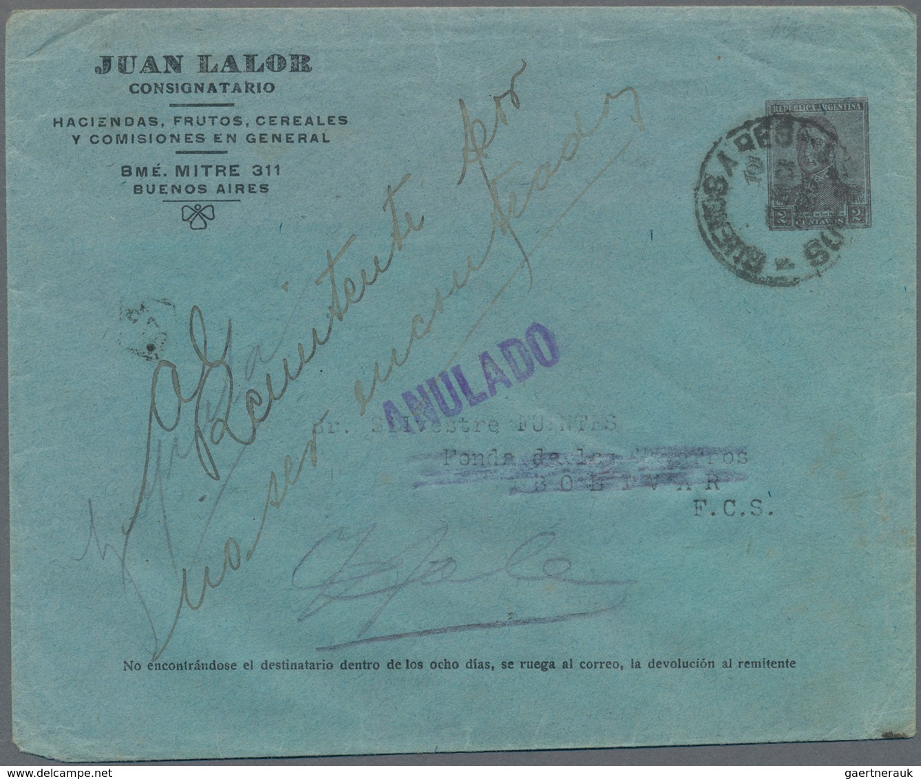 Argentinien - Ganzsachen: 1920, Stationery Envelope On Private Order San Martin 2 C Deep-brown On Bl - Postwaardestukken