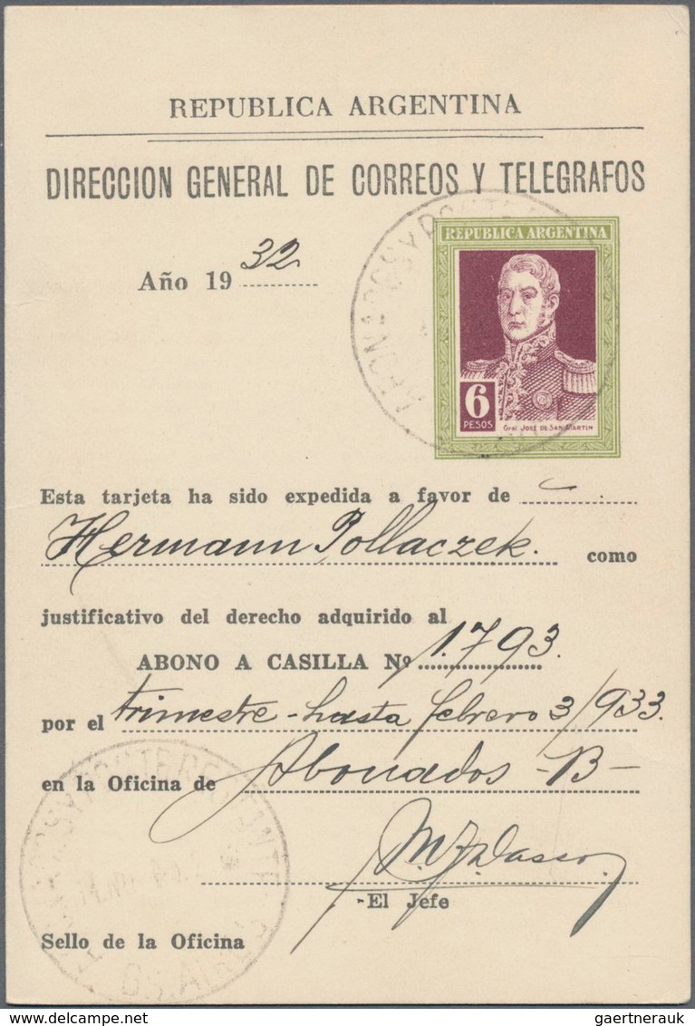 Argentinien - Ganzsachen: 1932 Three Postal Stationery Cards To Rent A Post Office Box, Unusual Item - Postwaardestukken