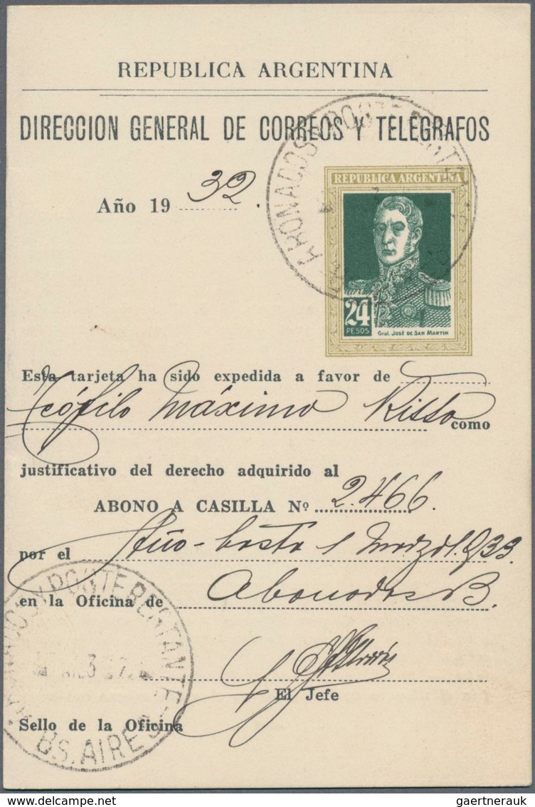 Argentinien - Ganzsachen: 1932 Three Postal Stationery Cards To Rent A Post Office Box, Unusual Item - Postwaardestukken