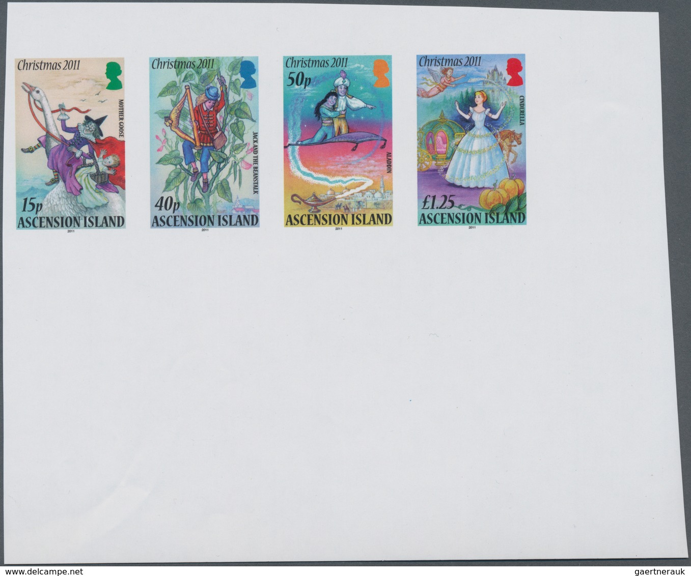 Ascension: 2011, Fairy Tales, IMPERFORATE Proof Se-tenant Strip Of Four, Mint Never Hinged. - Ascension