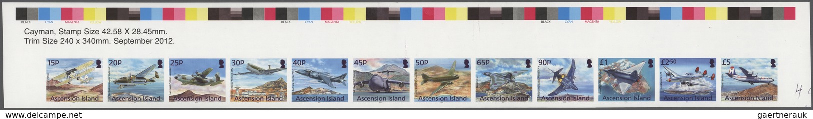 Ascension: 2013, Military Aircraft, IMPERFORATE Proof Se-tenant Strip Of Twelve With Traffic Lights - Ascension