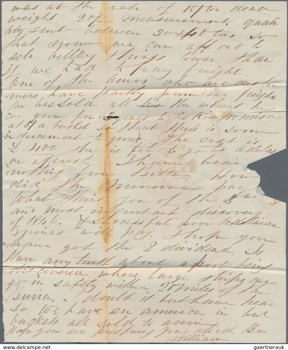 Australien - Vorphilatelie: 1847, "HOBART TOWN GENERAL POST OFFICE" Red Circle Postmark And Black Op - ...-1854 Voorfilatelie