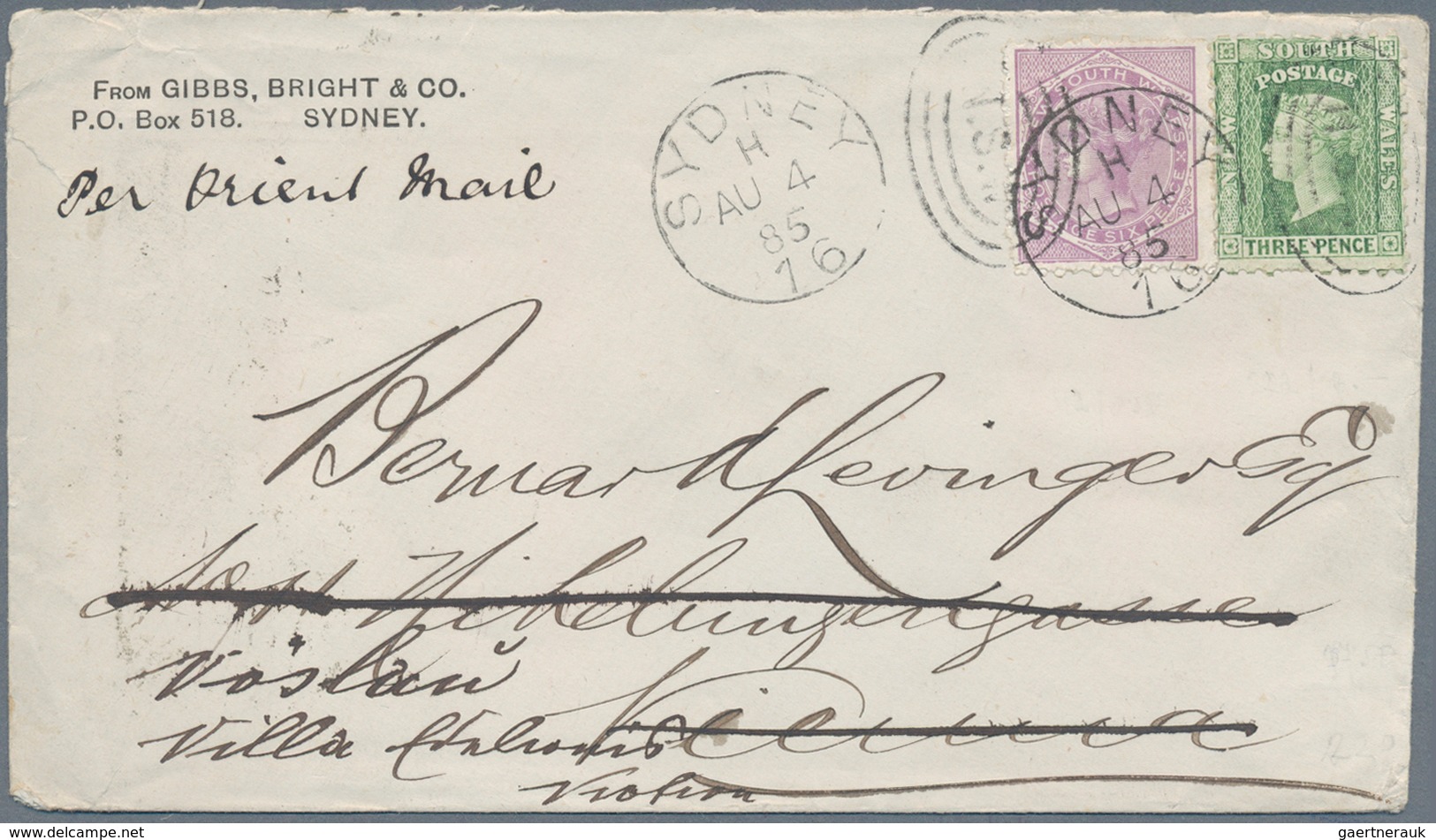 Neusüdwales: 1885, Business Envelope With 3 And 6 Pence QV From SYDNEY, N.S.W. With Hand Written Not - Briefe U. Dokumente