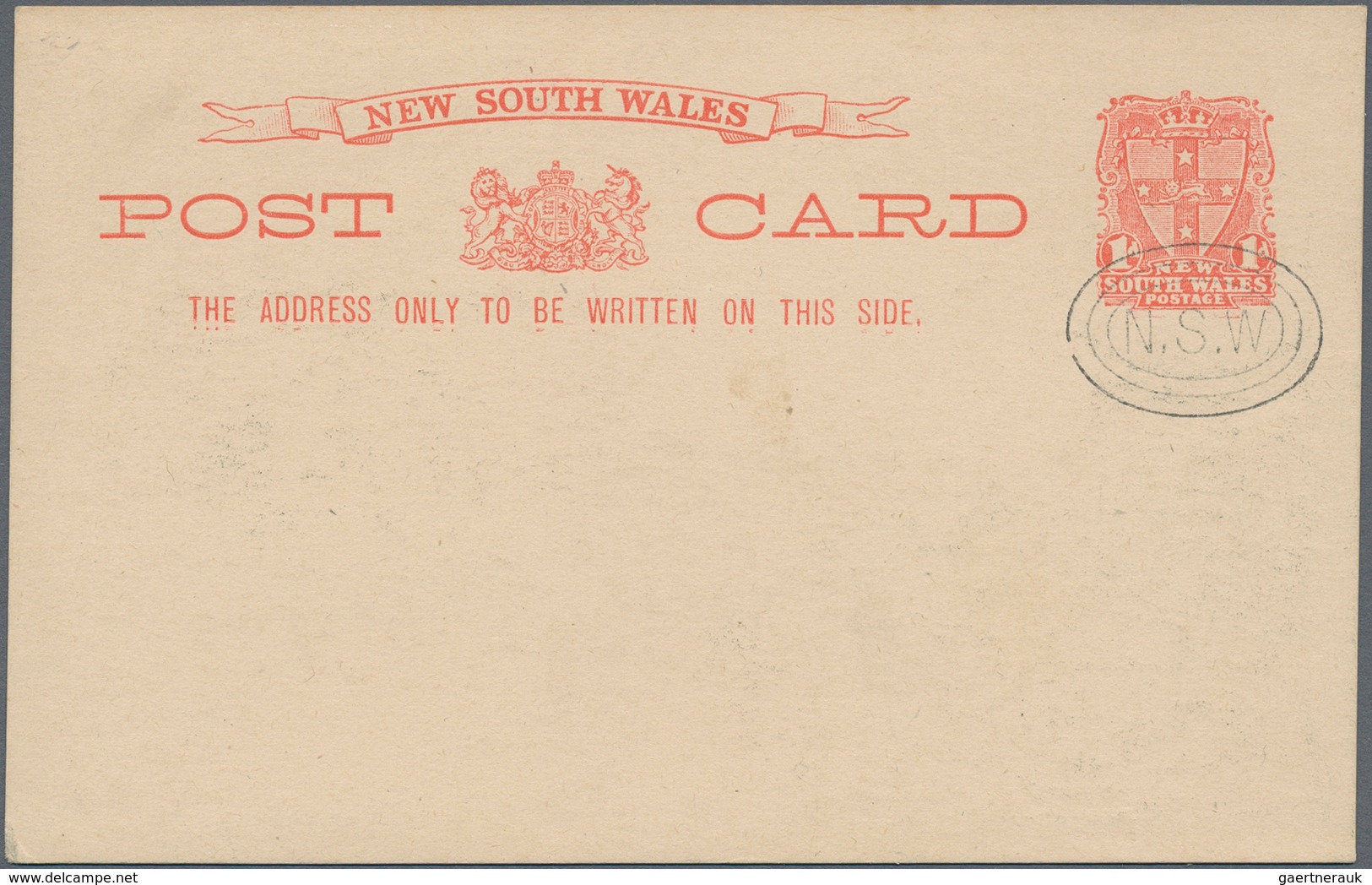 Neusüdwales: 1897, five pictorial stat. postcards Coat of arms 1d. red headed 'Greetings' or 'Christ