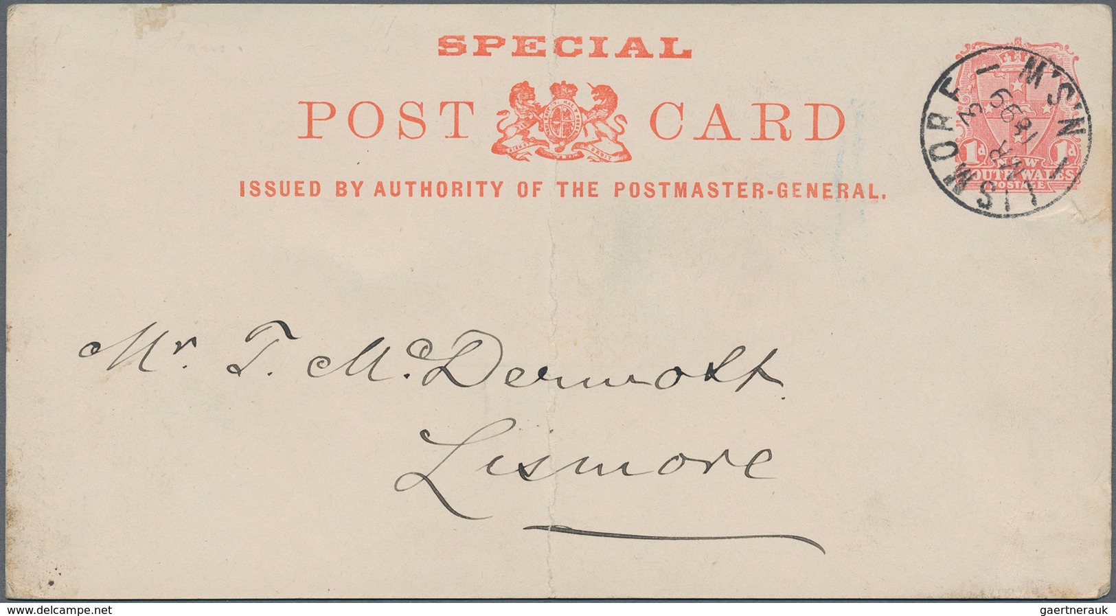 Neusüdwales: 1899 (3.3.), PTPO Stat. Postcard 1d. Red Headed 'Special Post Card' With Printed Advert - Brieven En Documenten