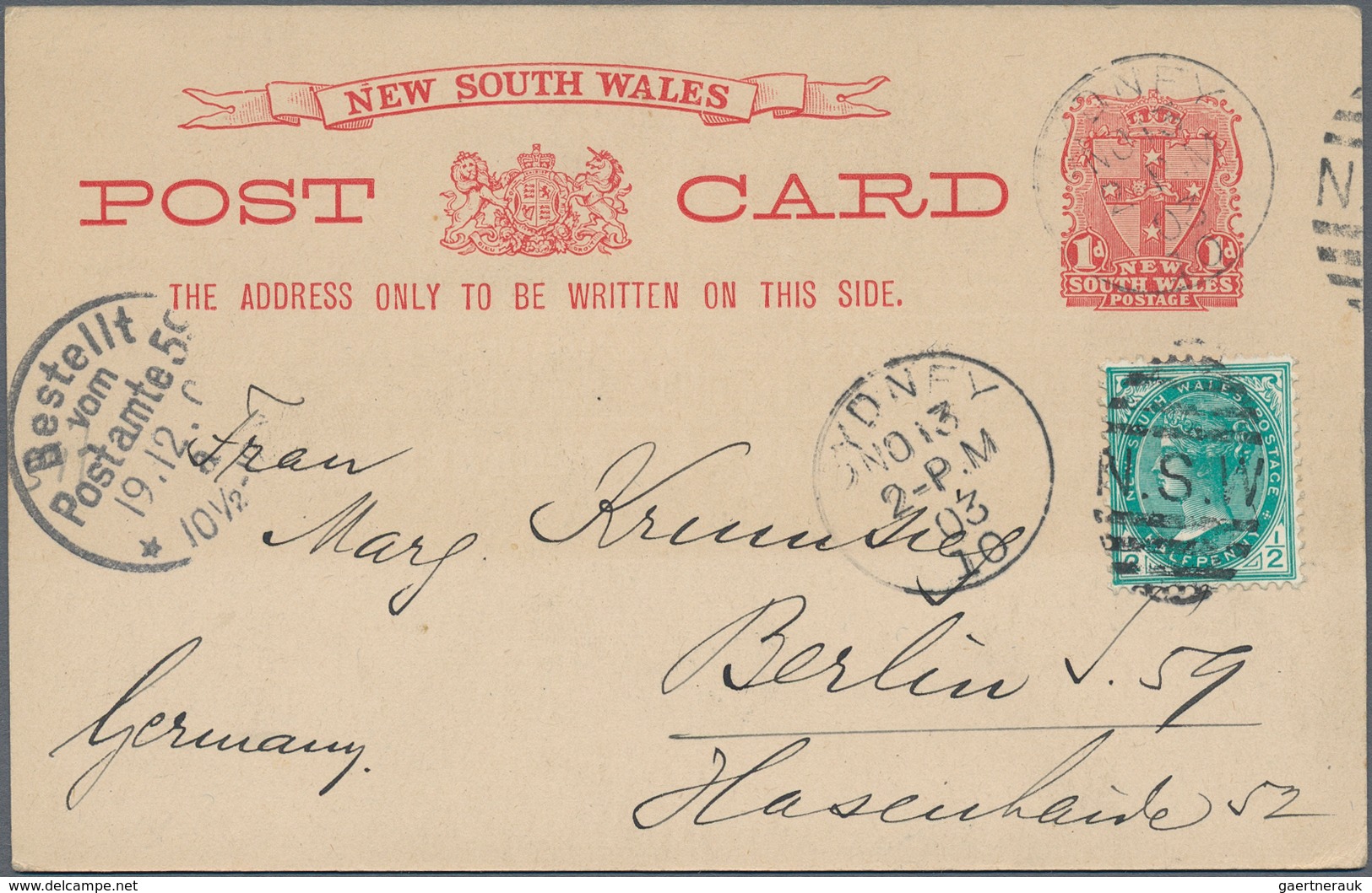 Neusüdwales: 1899/1906, Five Pictorial Stat. Postcards Coat Of Arms 1d. Red With Pictures On Reverse - Covers & Documents