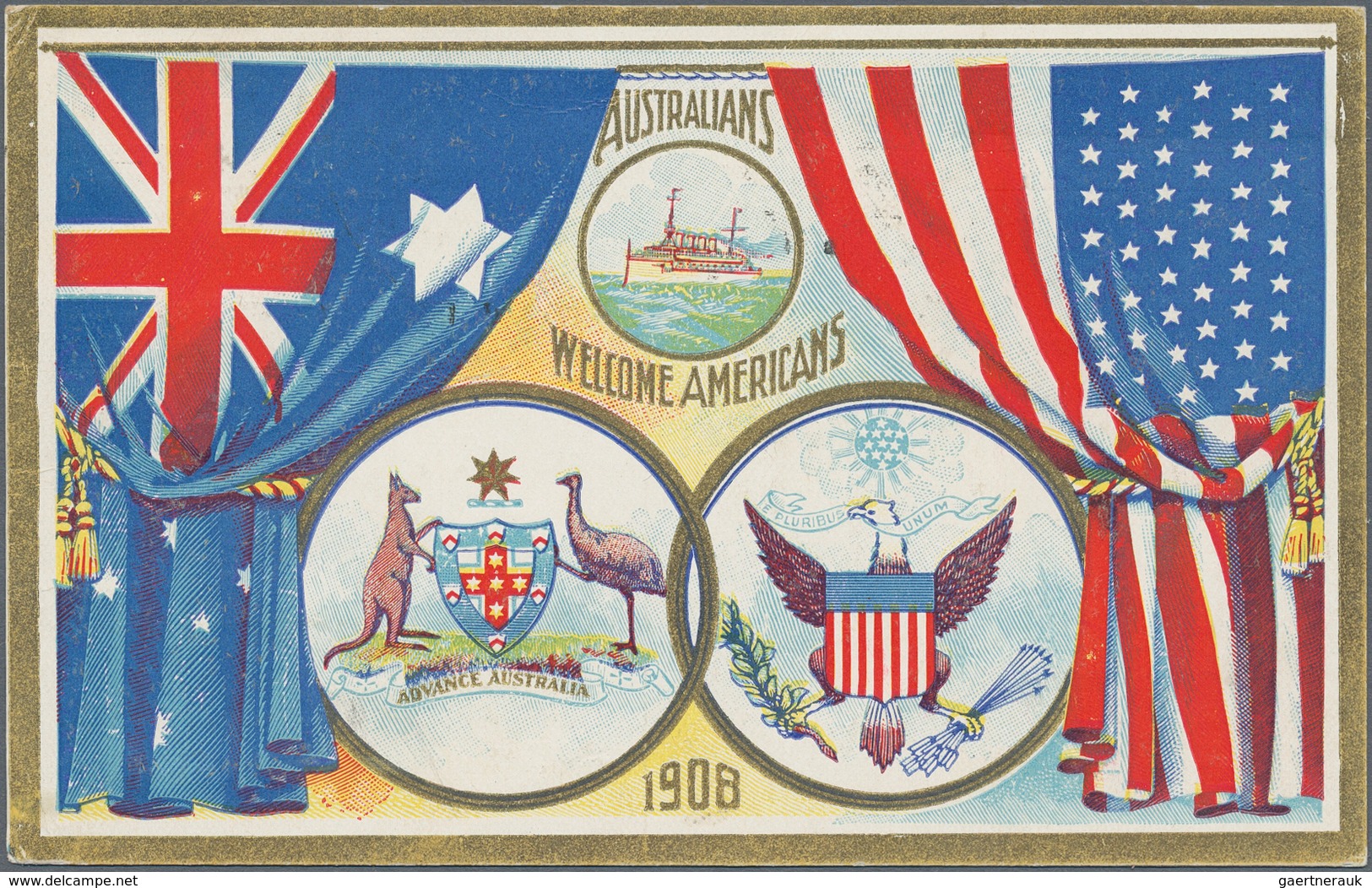 Neusüdwales: 1908 (1.11.), Stat. Postcard 1½d. Blue For The Visit Of The AMERICAN FLEET Commercially - Covers & Documents