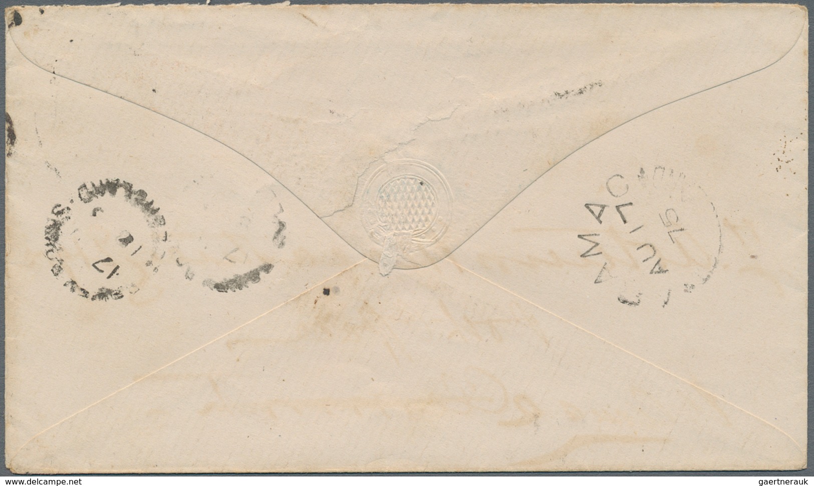 Queensland: 1875, 1878, Two Small Envelopes, One Franked With Horizontal Pair 1d Pale Rose Red And O - Covers & Documents
