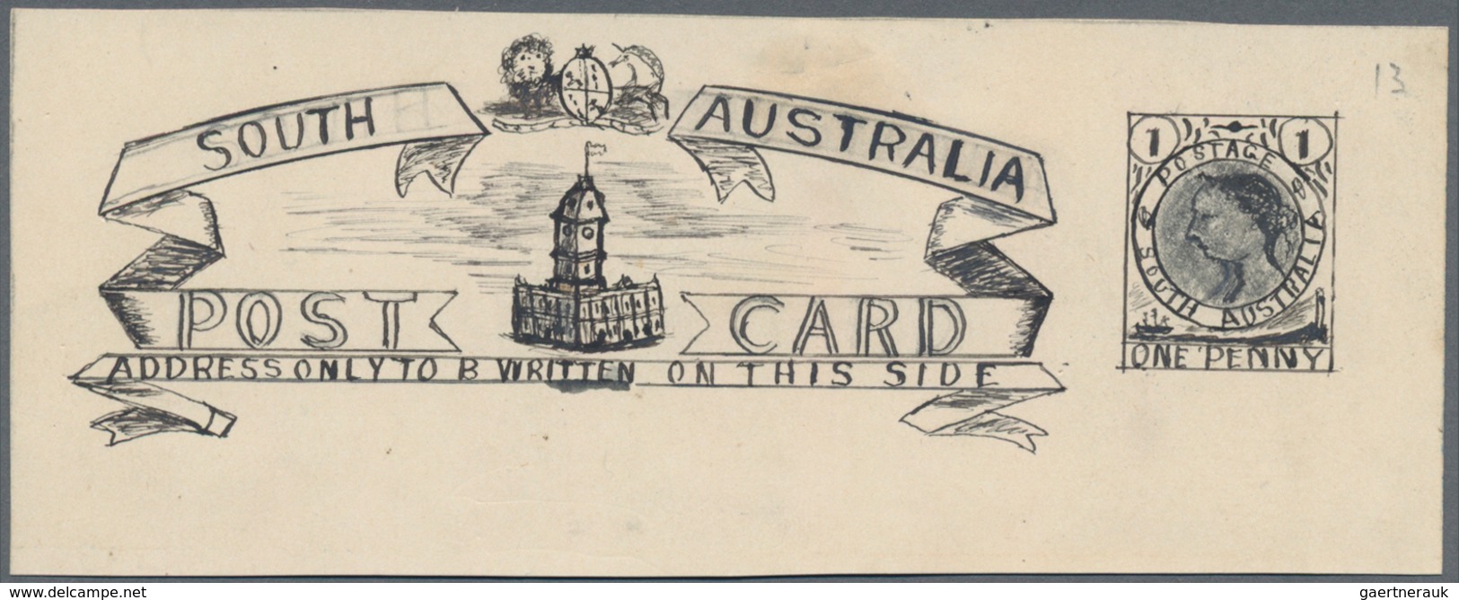 Südaustralien: 1890’s, Postcard Design Competition ESSAY ('Amateur' No. 13) Of Heading Of Postcard H - Brieven En Documenten