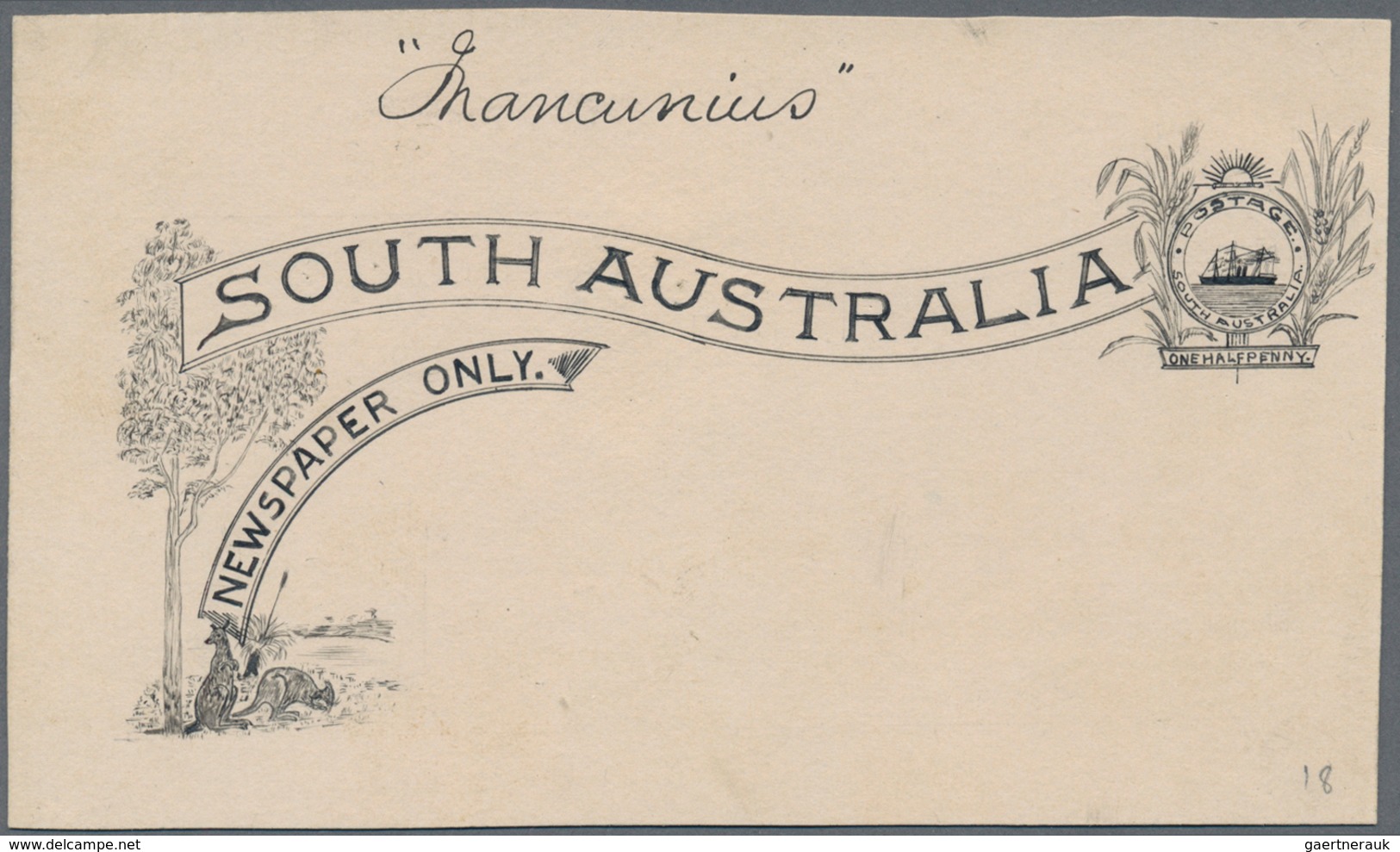 Südaustralien: 1890’s, Wrapper Design Competition ESSAY ('Mancunius' No. 18) Of Heading Of Wrapper ' - Brieven En Documenten