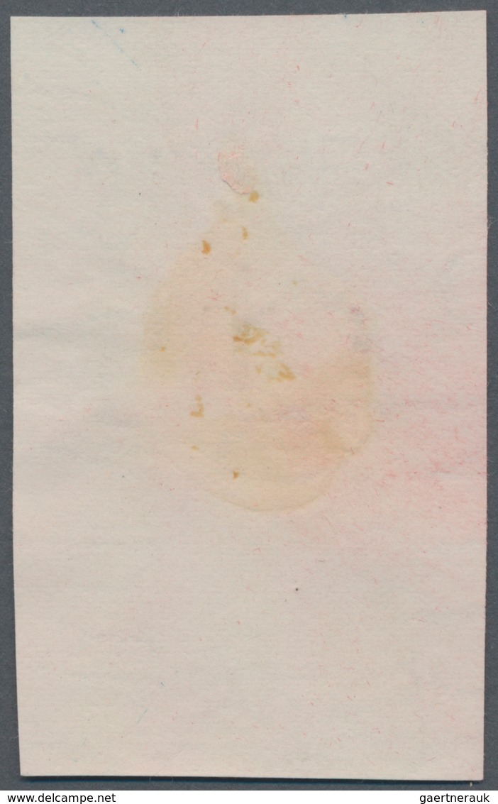 Südaustralien: 1890’s, Stamp Design Competition Handpainted ESSAY (28 X 25 Mm) In Blue Ink On Paper - Briefe U. Dokumente