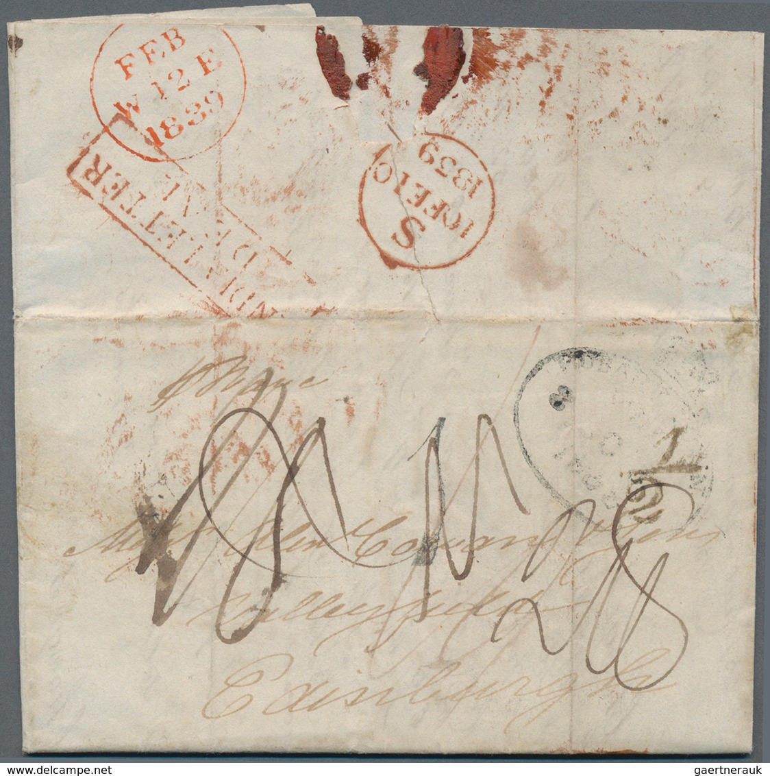 Tasmanien: 1838, "HOBART TOWN" Black Oval Cancel On Complete Folded Letter To Edinburgh/Scotland, On - Brieven En Documenten