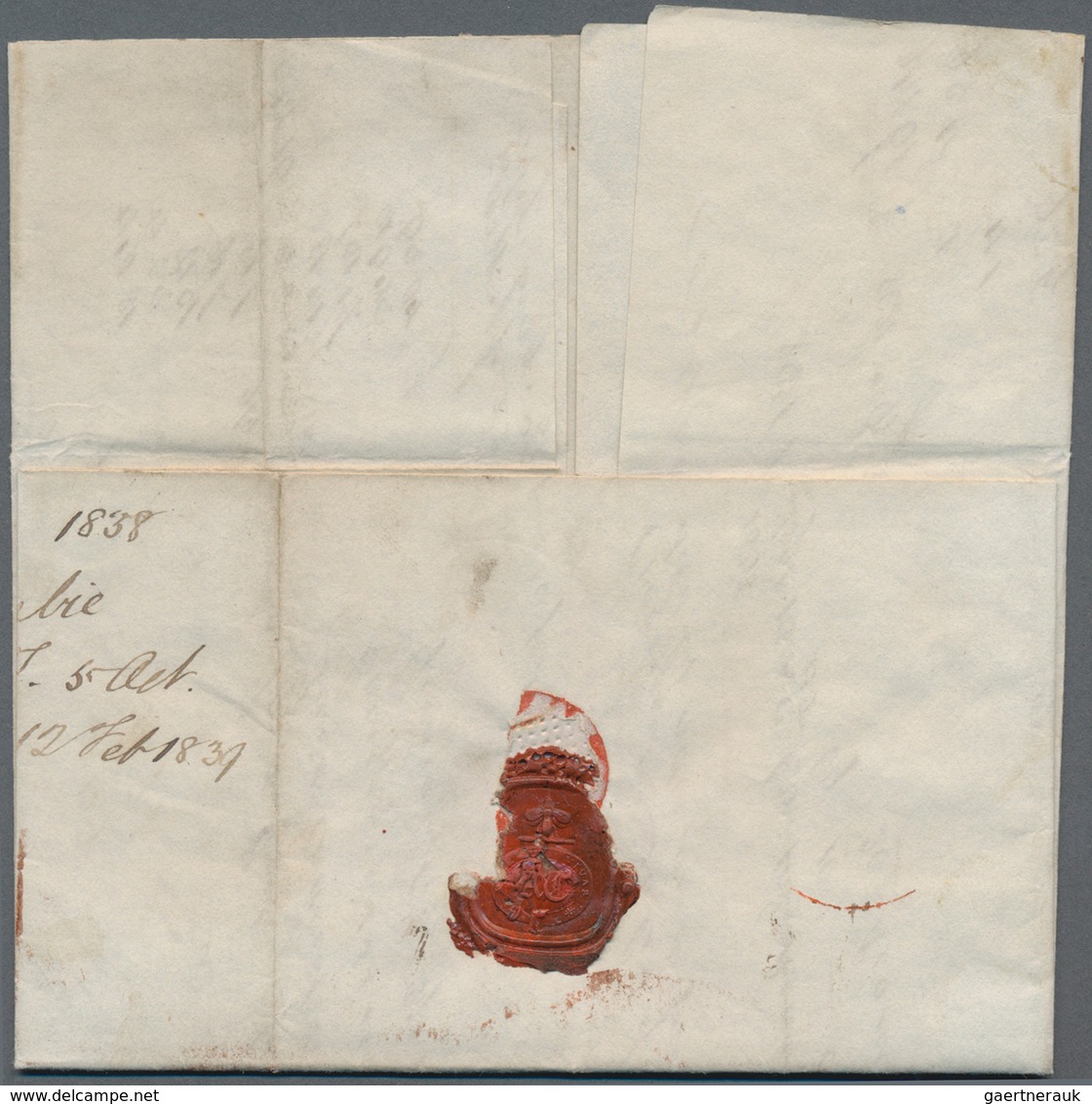 Tasmanien: 1838, "HOBART TOWN" Black Oval Cancel On Complete Folded Letter To Edinburgh/Scotland, On - Brieven En Documenten