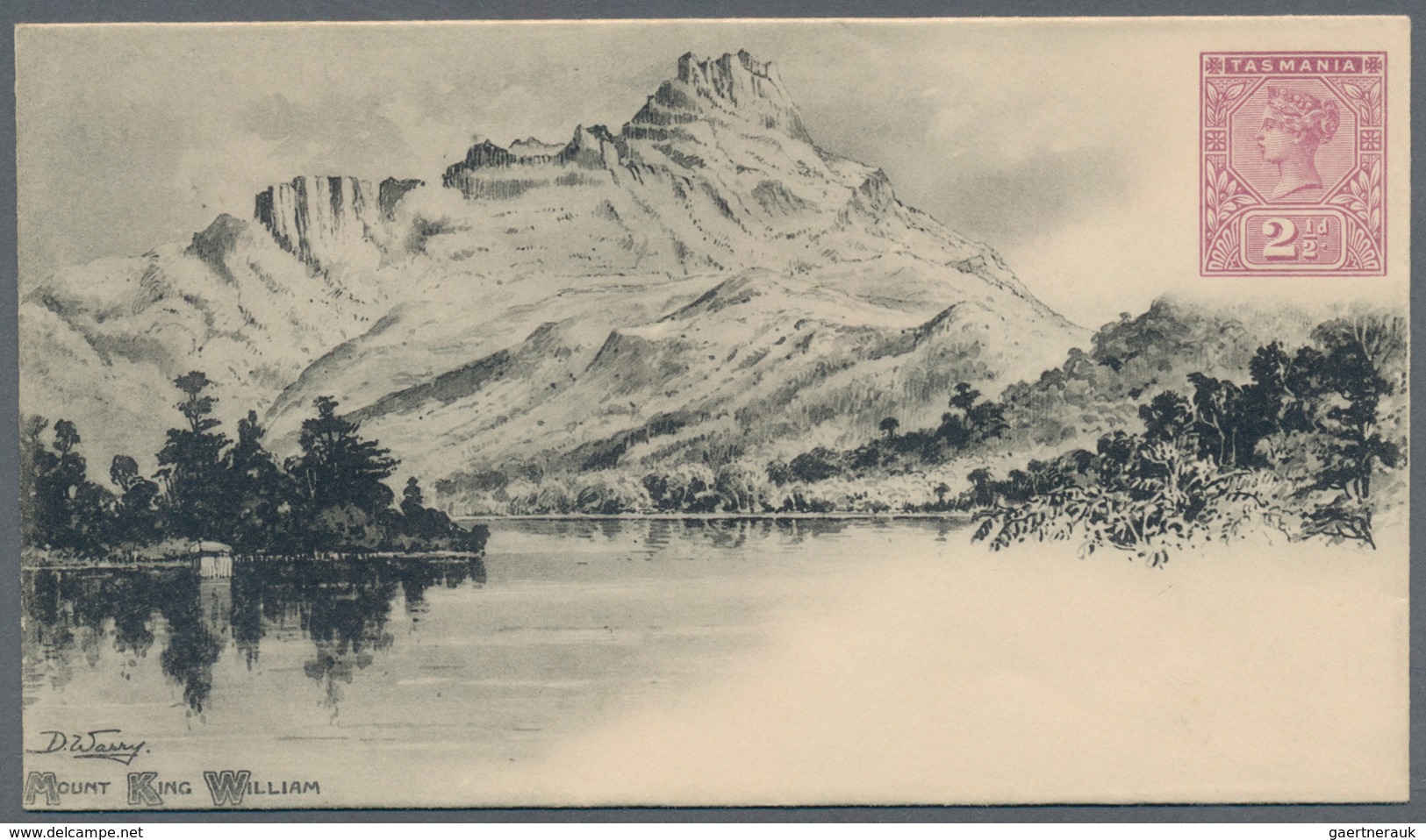 Tasmanien - Ganzsachen: 1898, Pictorial Stat. Envelope QV 2½ Red-purple With Picture On Front 'MOUNT - Briefe U. Dokumente