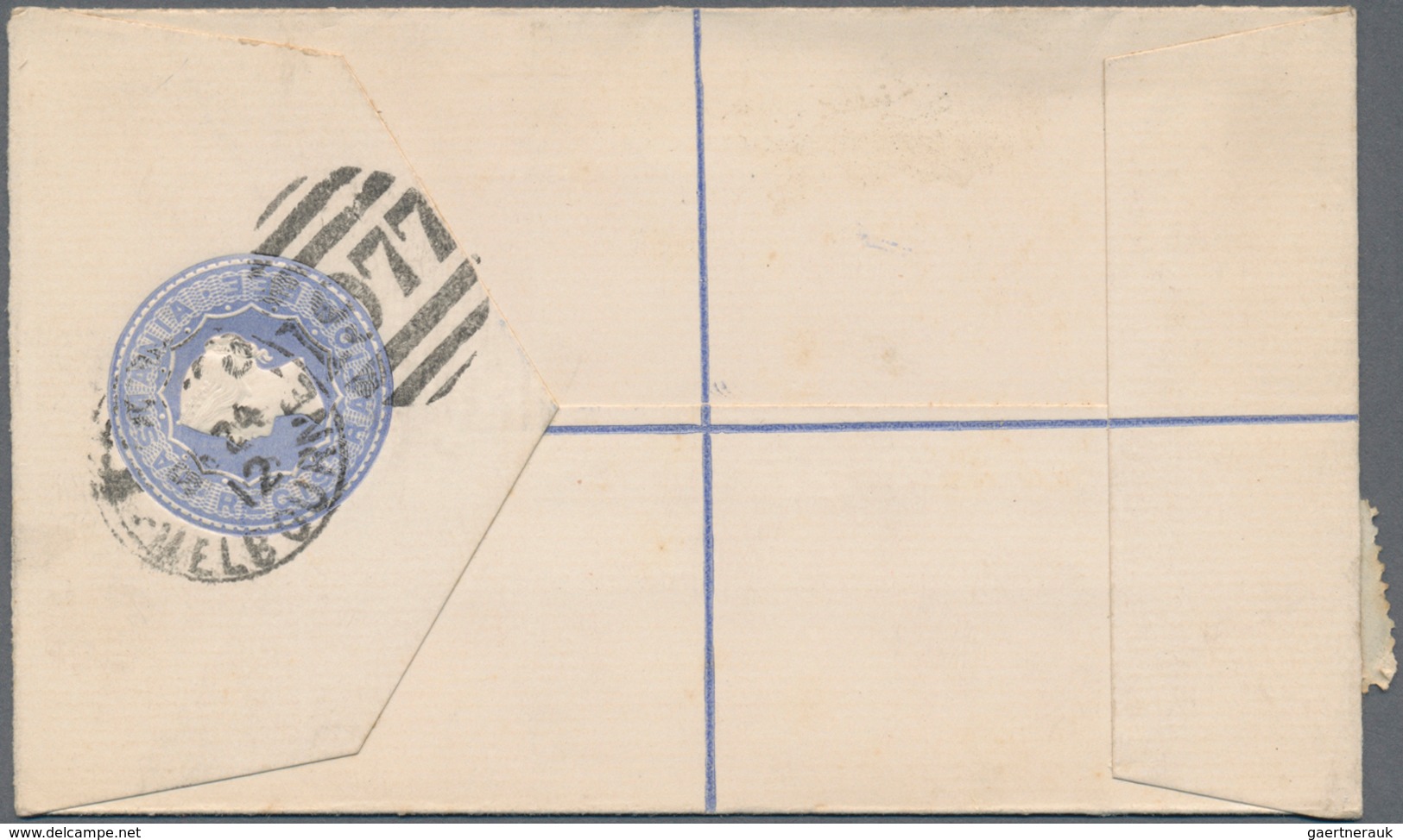 Tasmanien - Ganzsachen: 1912 (24.9.), Registered Letter QV (3d.) Blue Small Size (129 X 77 Mm) Uprat - Covers & Documents