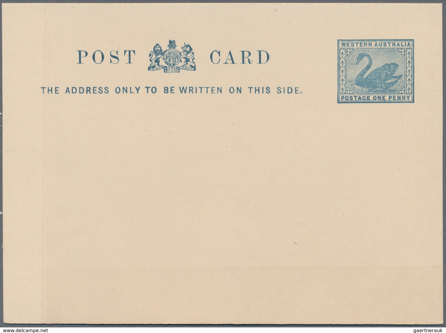 Westaustralien: 1910, Stat. Postcard Swan 1d. Steel Blue (Bronze Blue) Without Borders On Unsurfaced - Briefe U. Dokumente