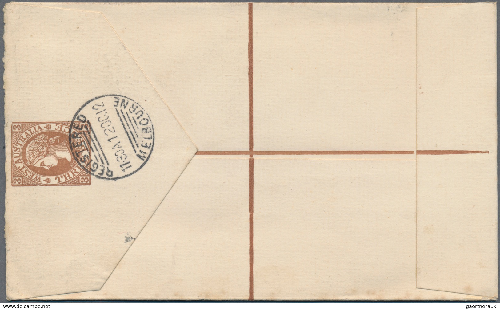 Westaustralien: 1912 (12.10.), Registered Letter QV 3d. Brown (text In Brown) Uprated With Swan 2d. - Briefe U. Dokumente